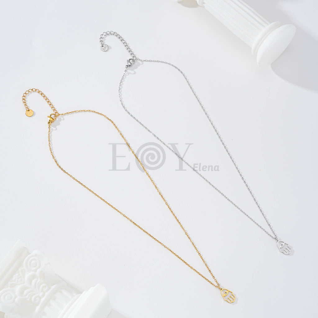Collar mano de fátima con circonita