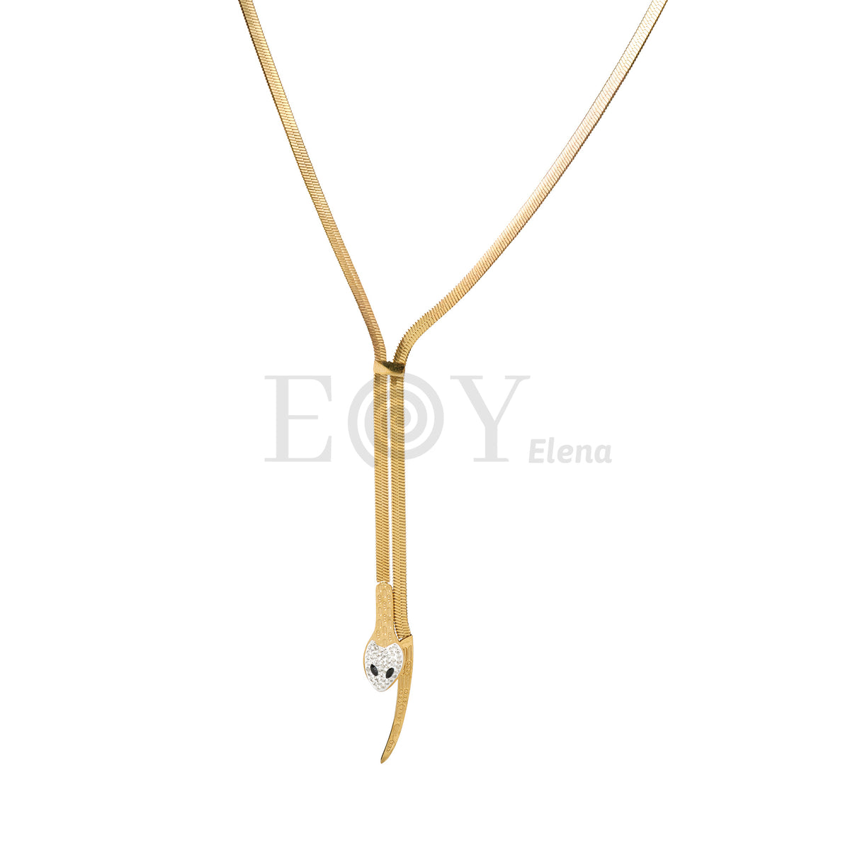 Collar cadena plana serpiente acero