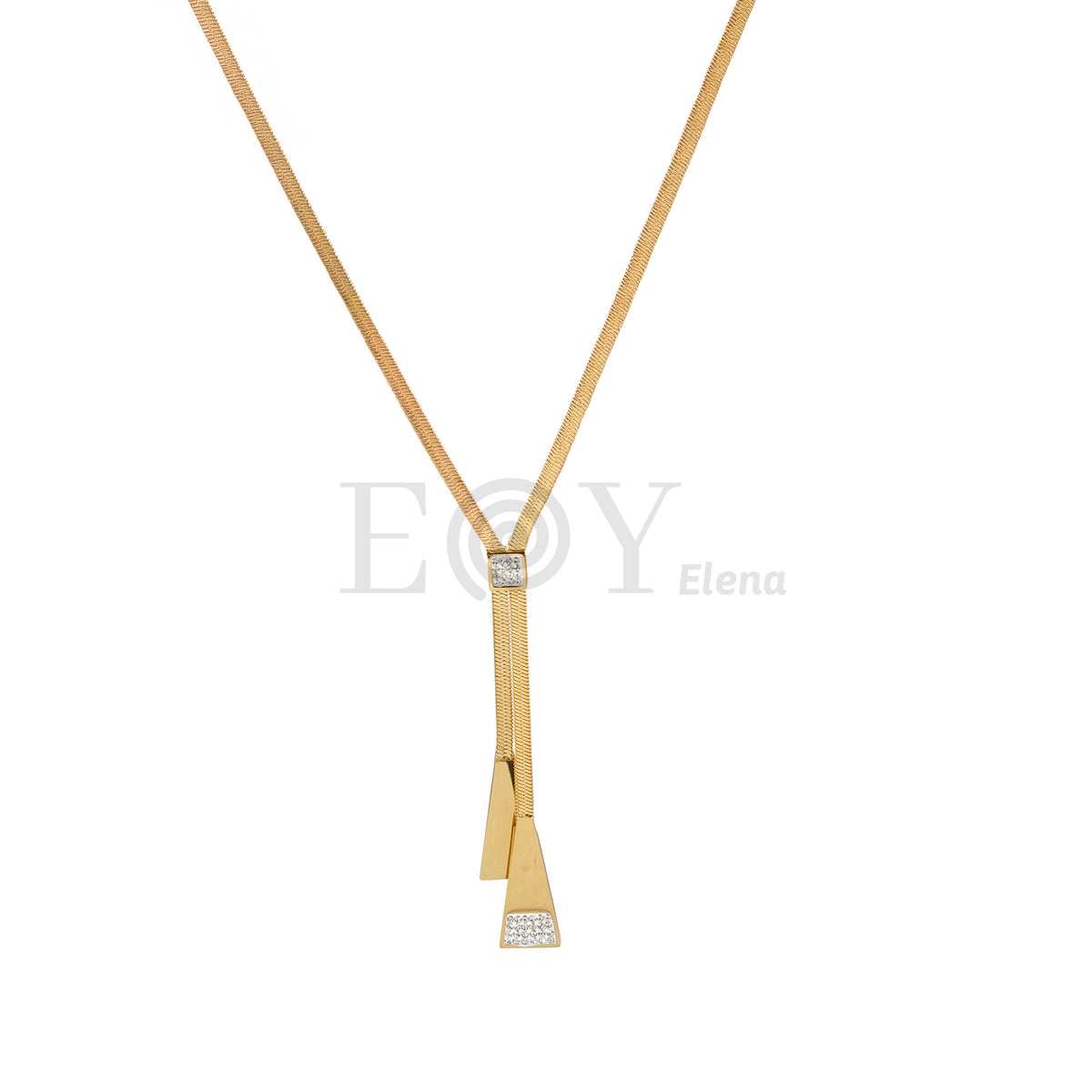 Collar cadena con brillos acero
