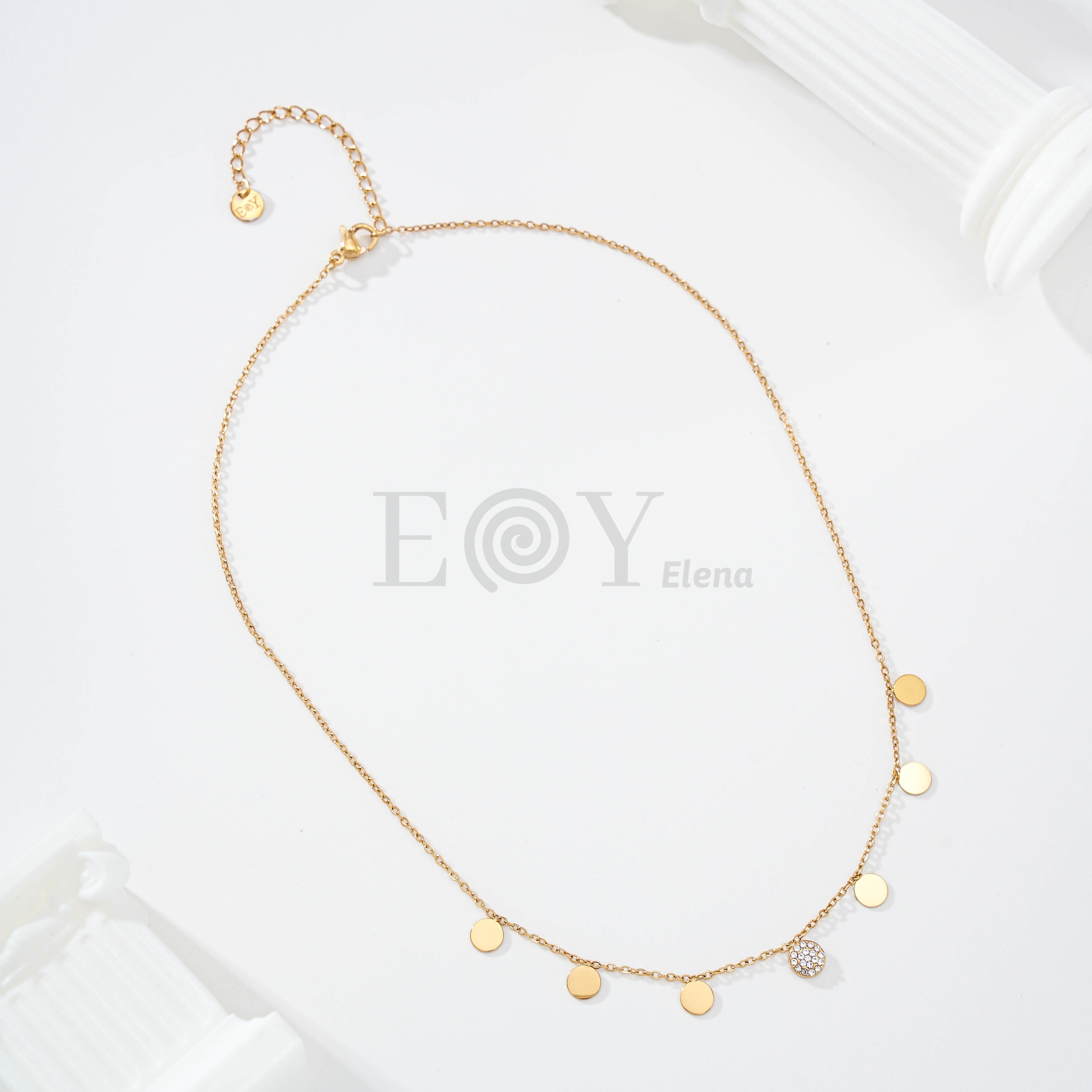 Collar chapas con bola central circonitas