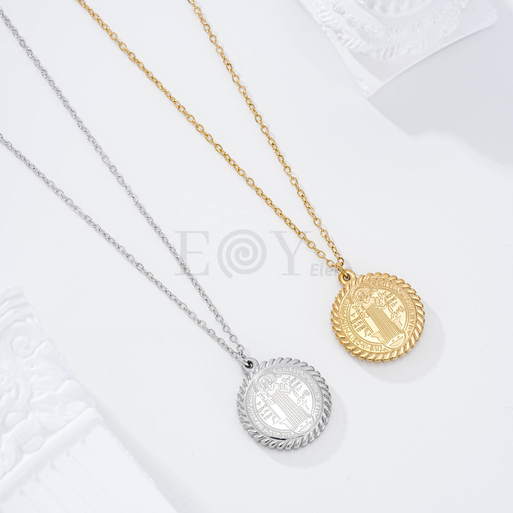 Collar medalla San Benito acero