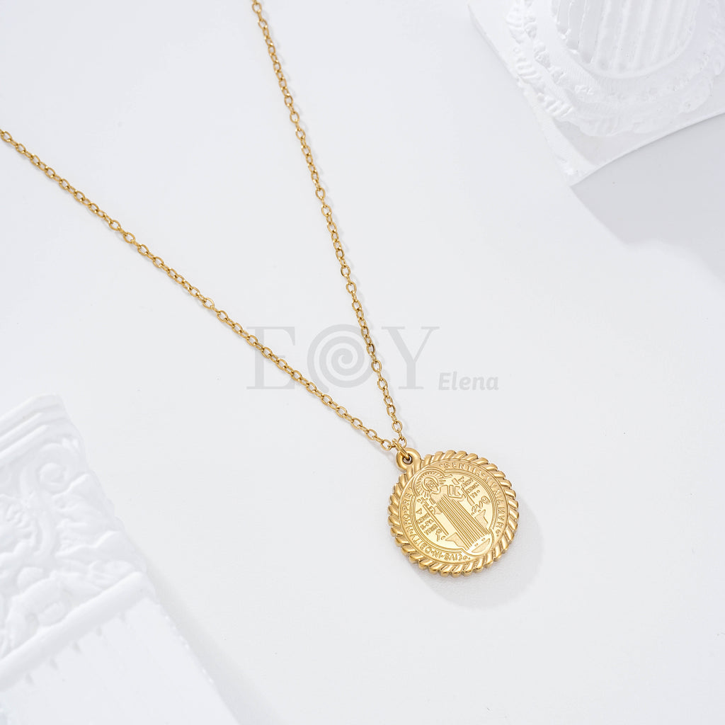 Collar medalla San Benito acero