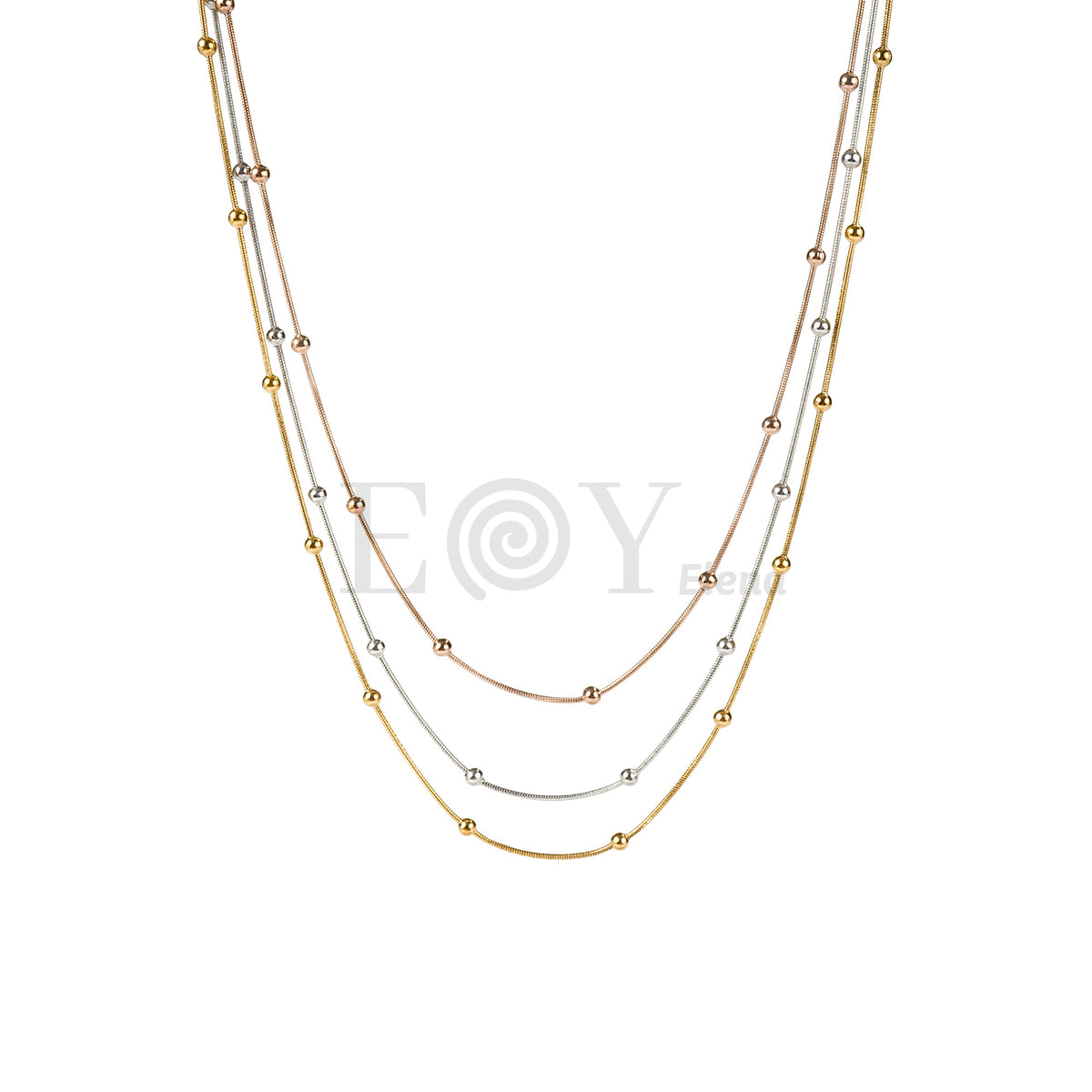 Collar triple con bolitas acero
