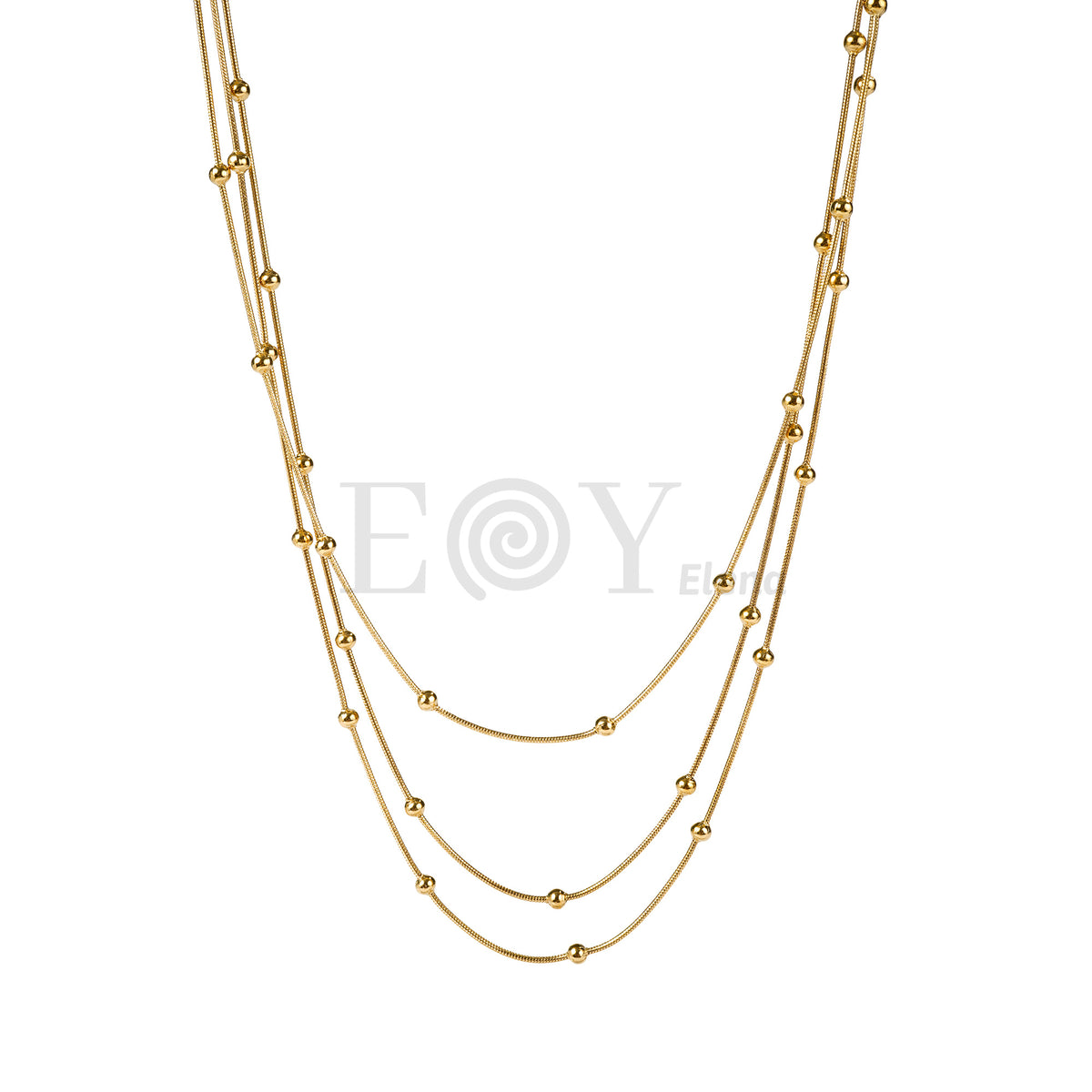 Collar triple con bolitas acero