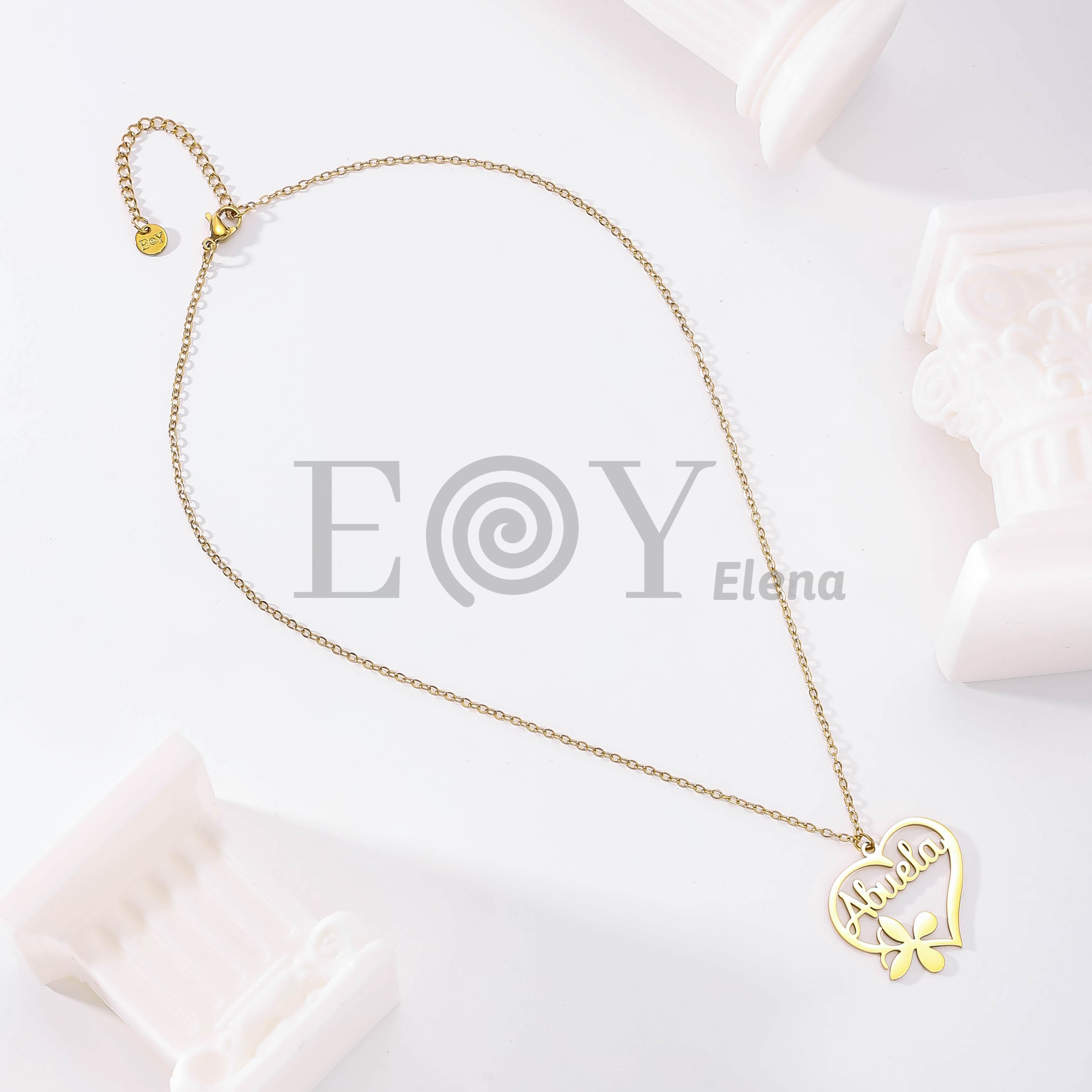 Collar Abuela Corazón con Flor