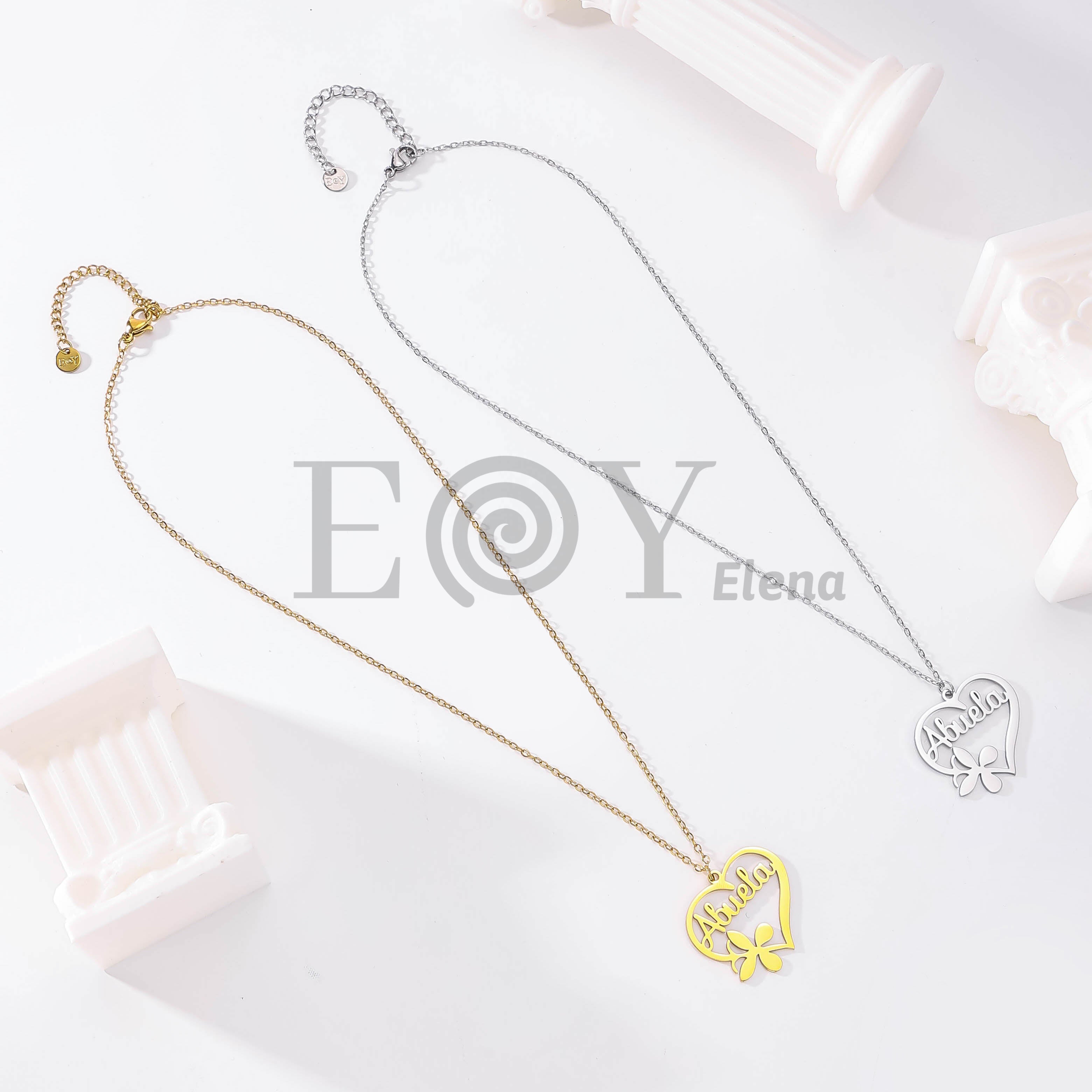 Collar Abuela Corazón con Flor