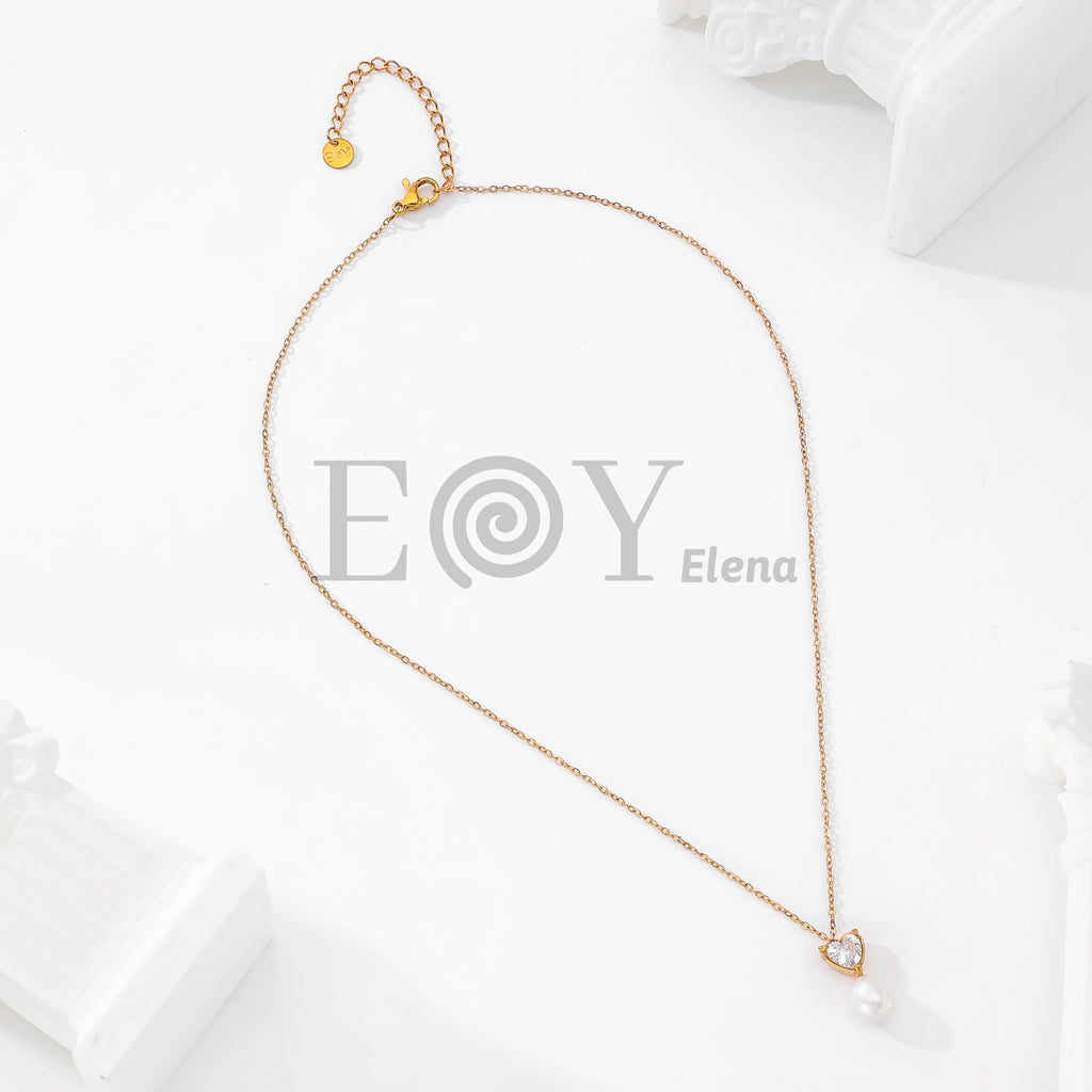 Collar corazón circonita y perla