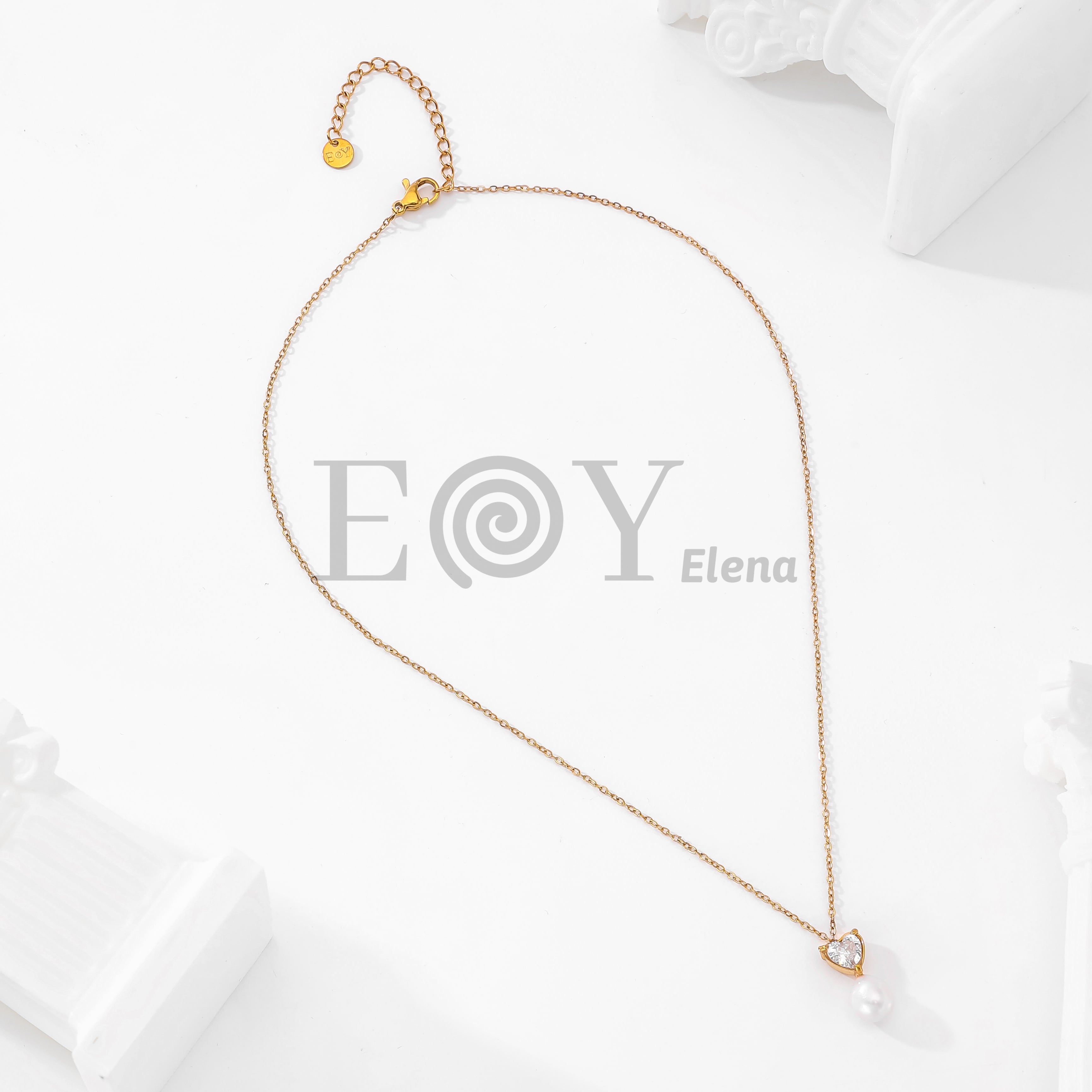 Collar corazón circonita y perla