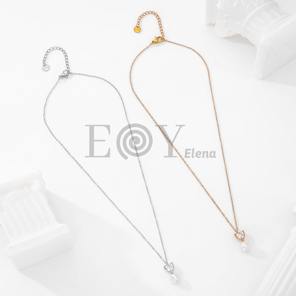 Collar corazón circonita y perla