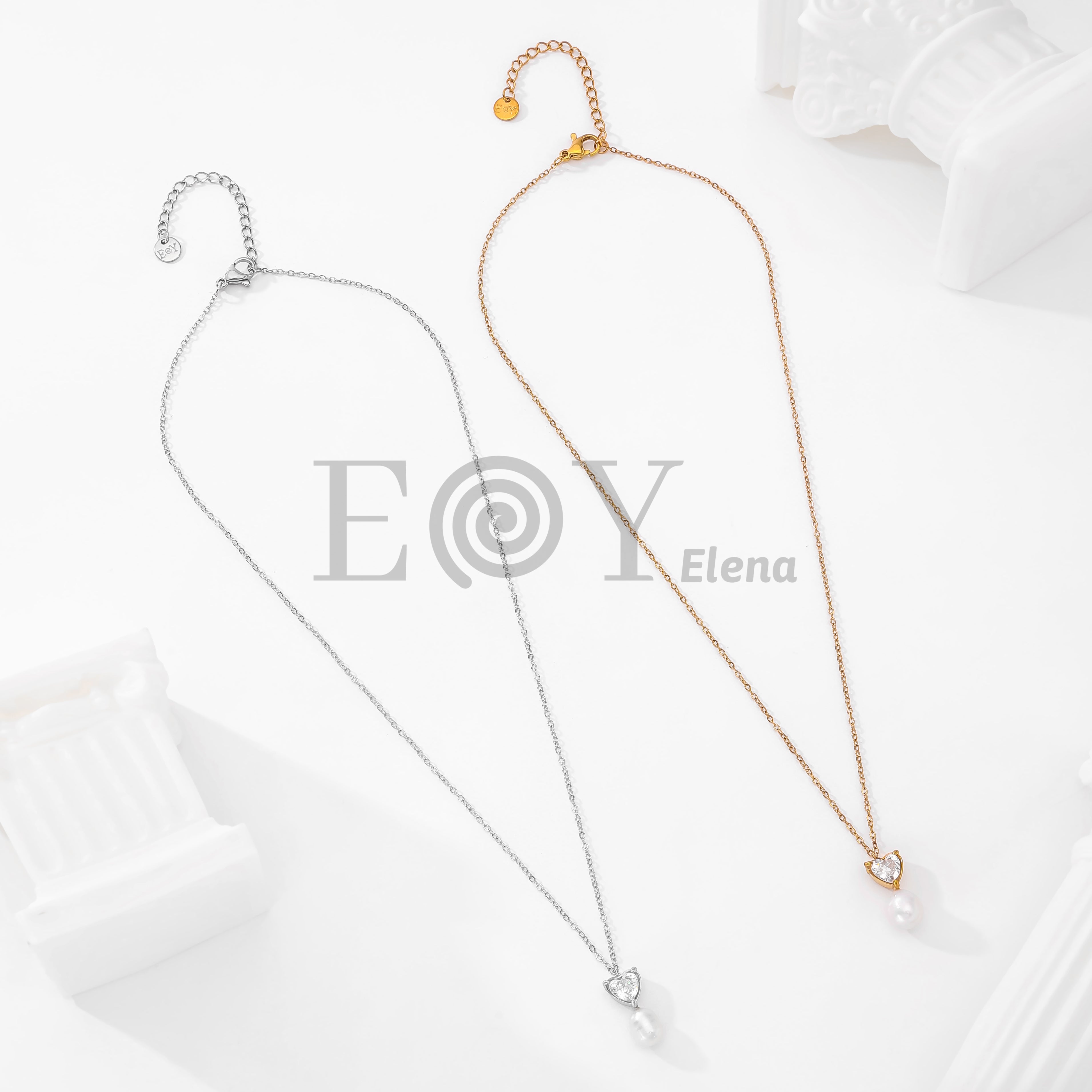Collar corazón circonita y perla