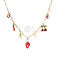 Collar con charms rojos acero