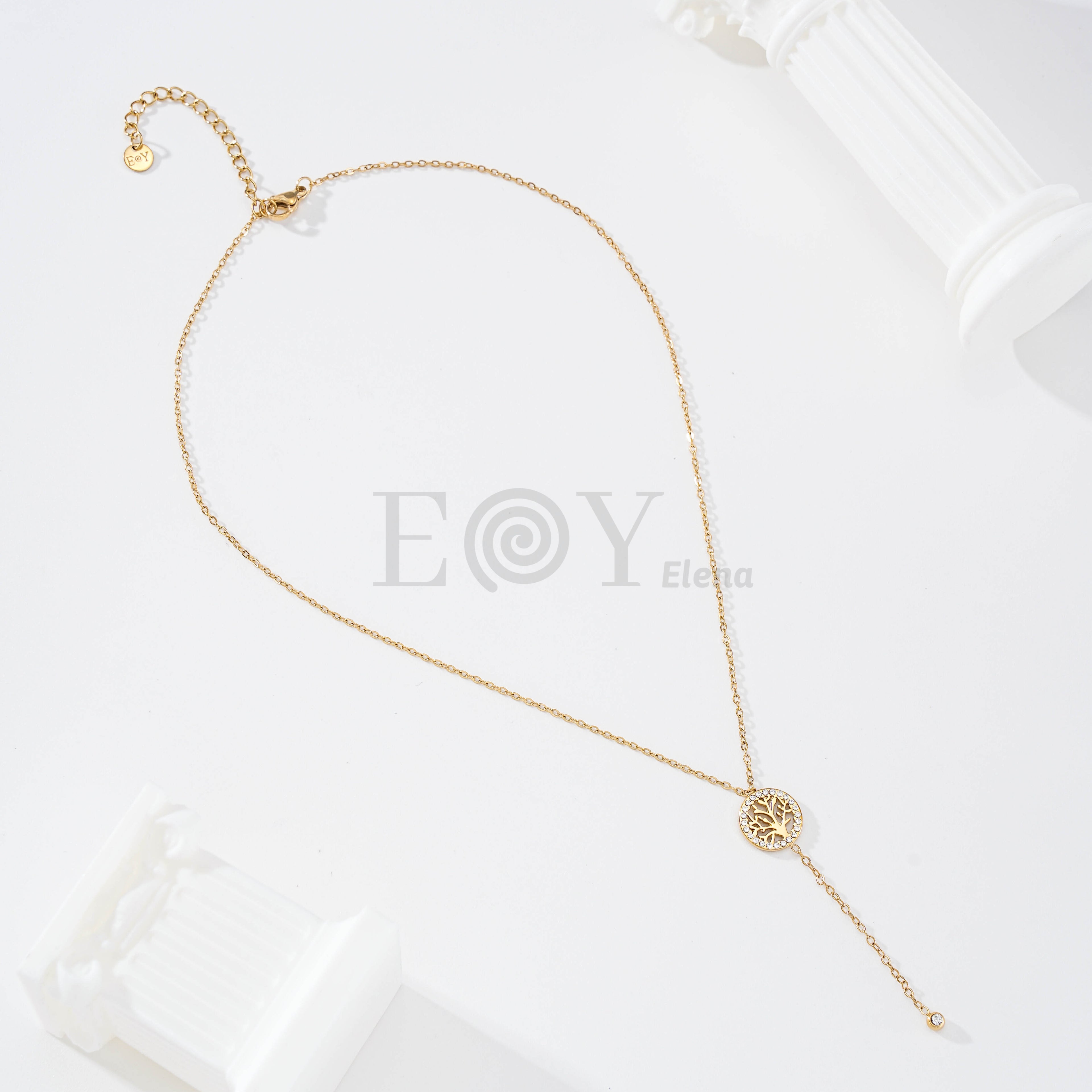Collar árbol de la vida con circonitas y piedra