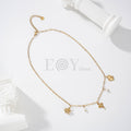 Collar Elefantes Dorado con Perla