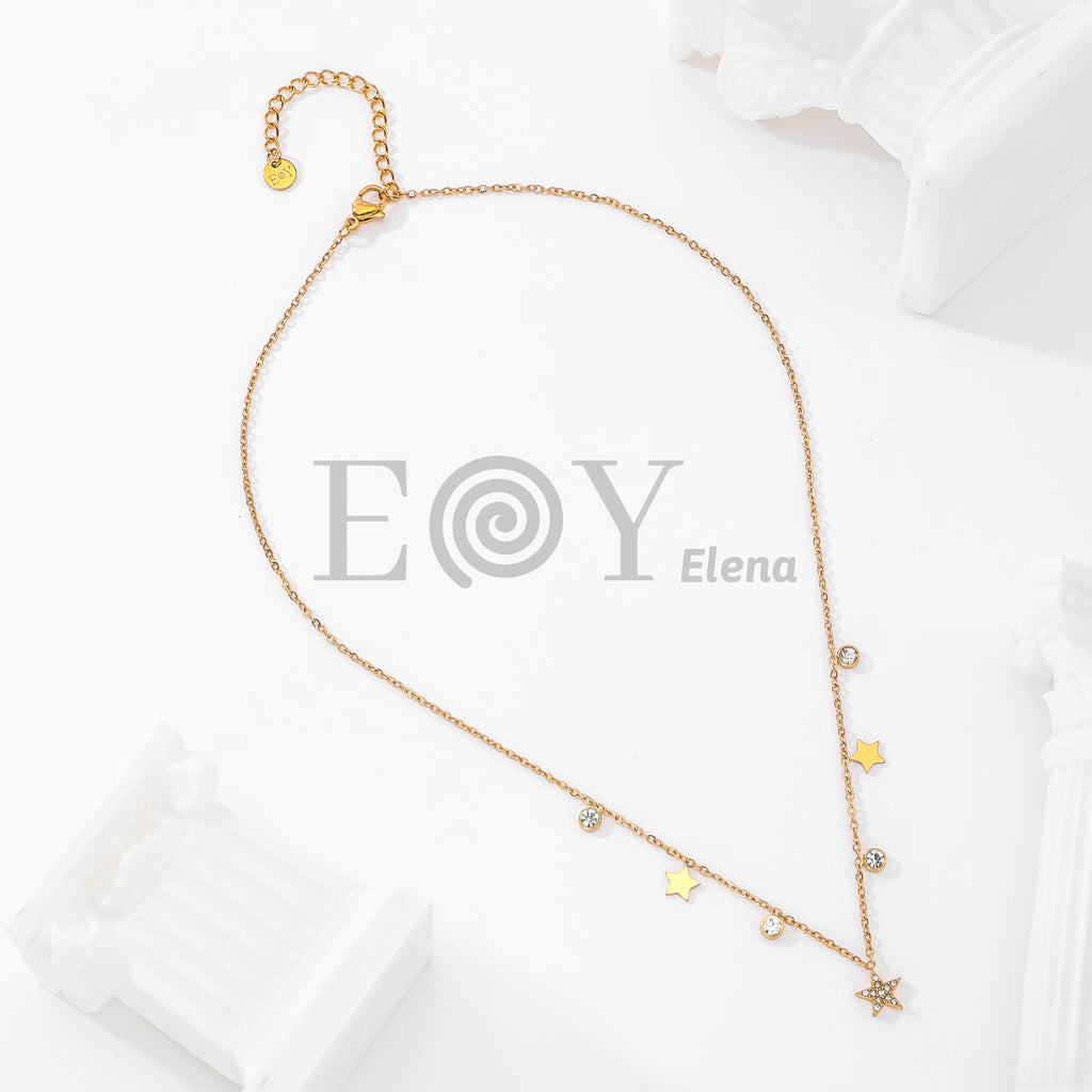Collar chapas estrellas y circonitas