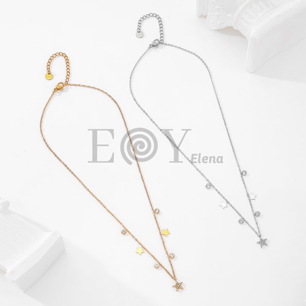 Collar chapas estrellas y circonitas