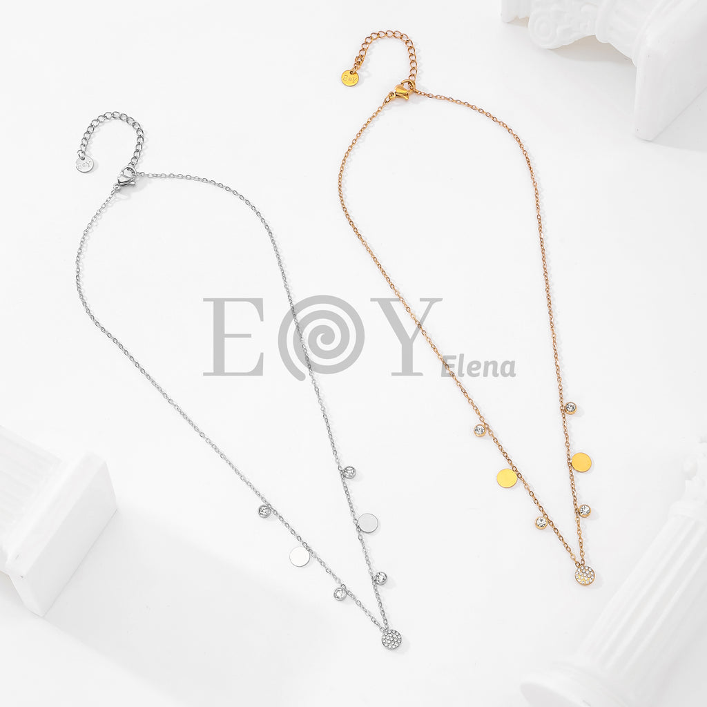 Collar chapas círculos y circonitas