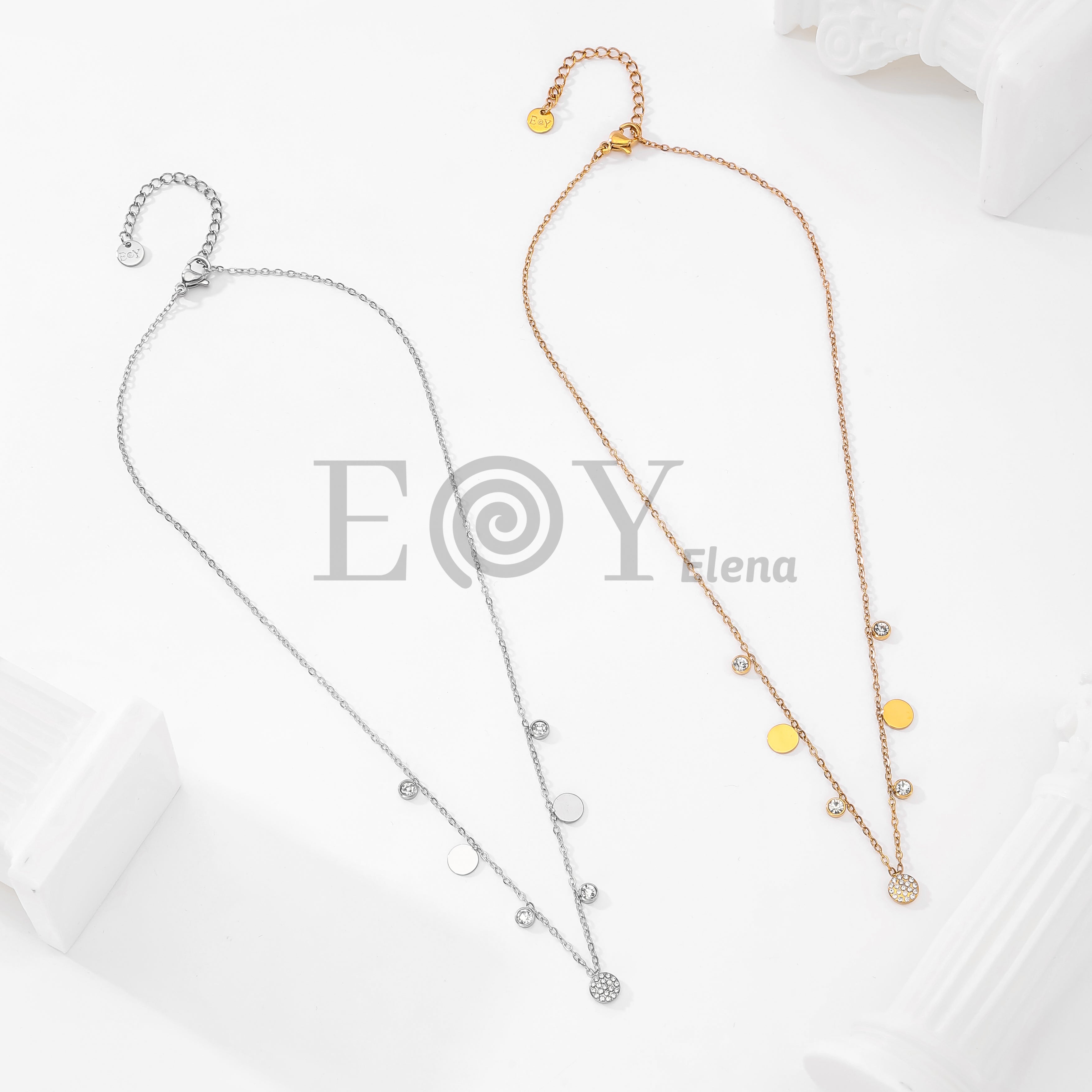 Collar chapas círculos y circonitas