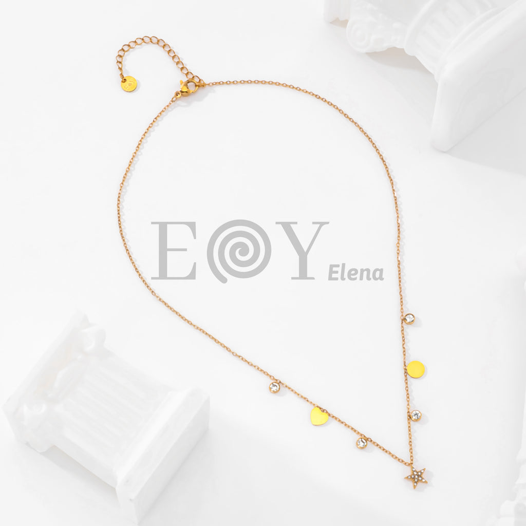 Collar con estrella, chapas y circonitas