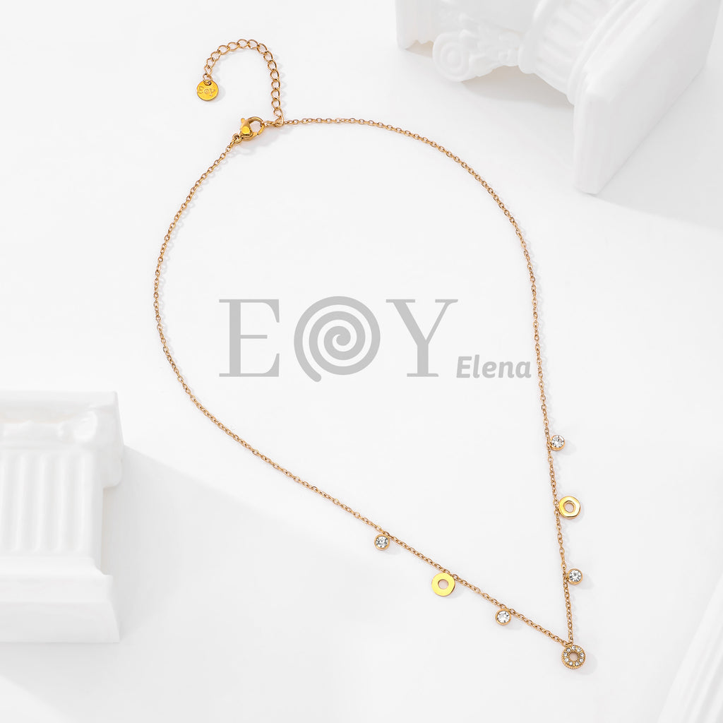 Collar chapas círculo hueco y circonitas