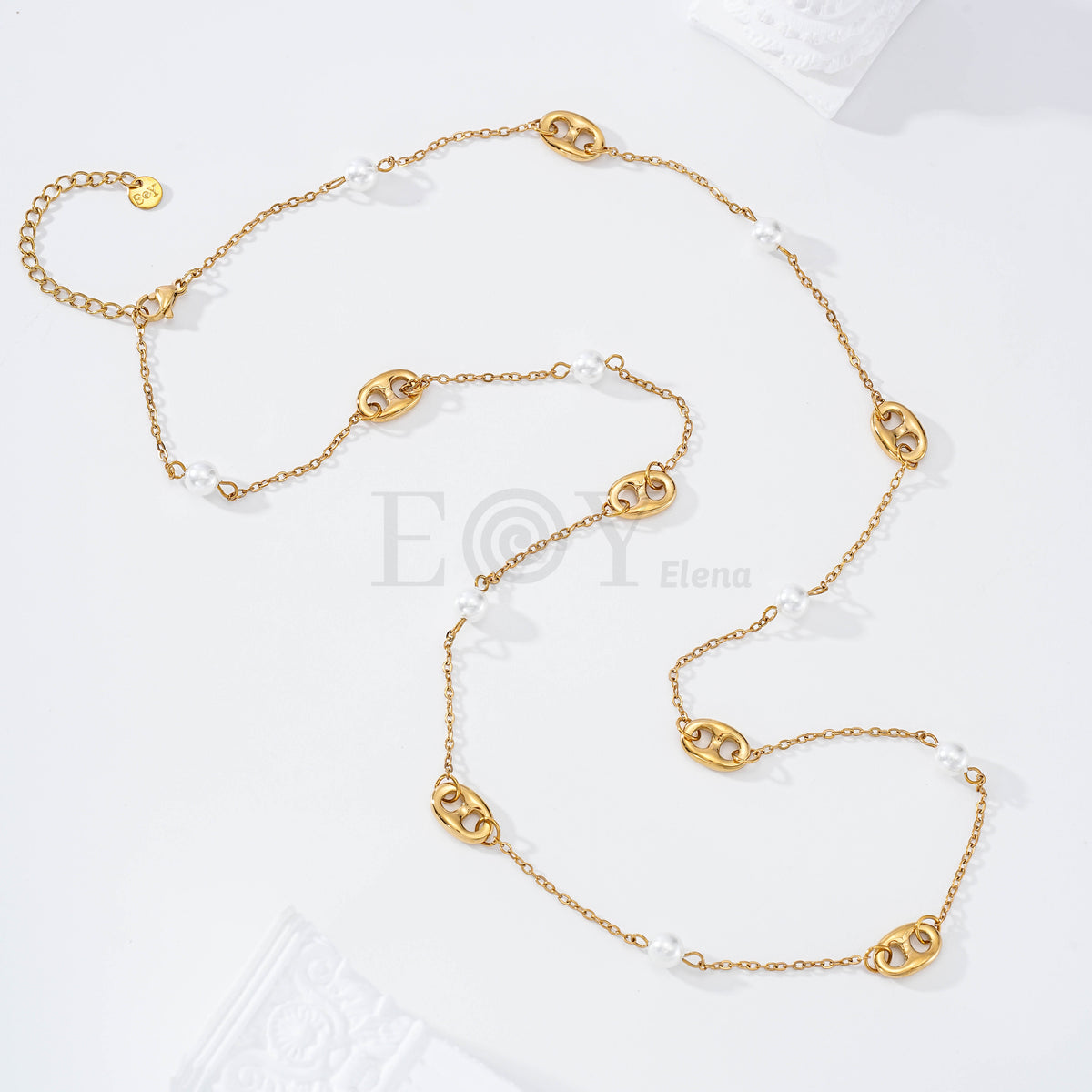 Collar largo calabrotes y perlas