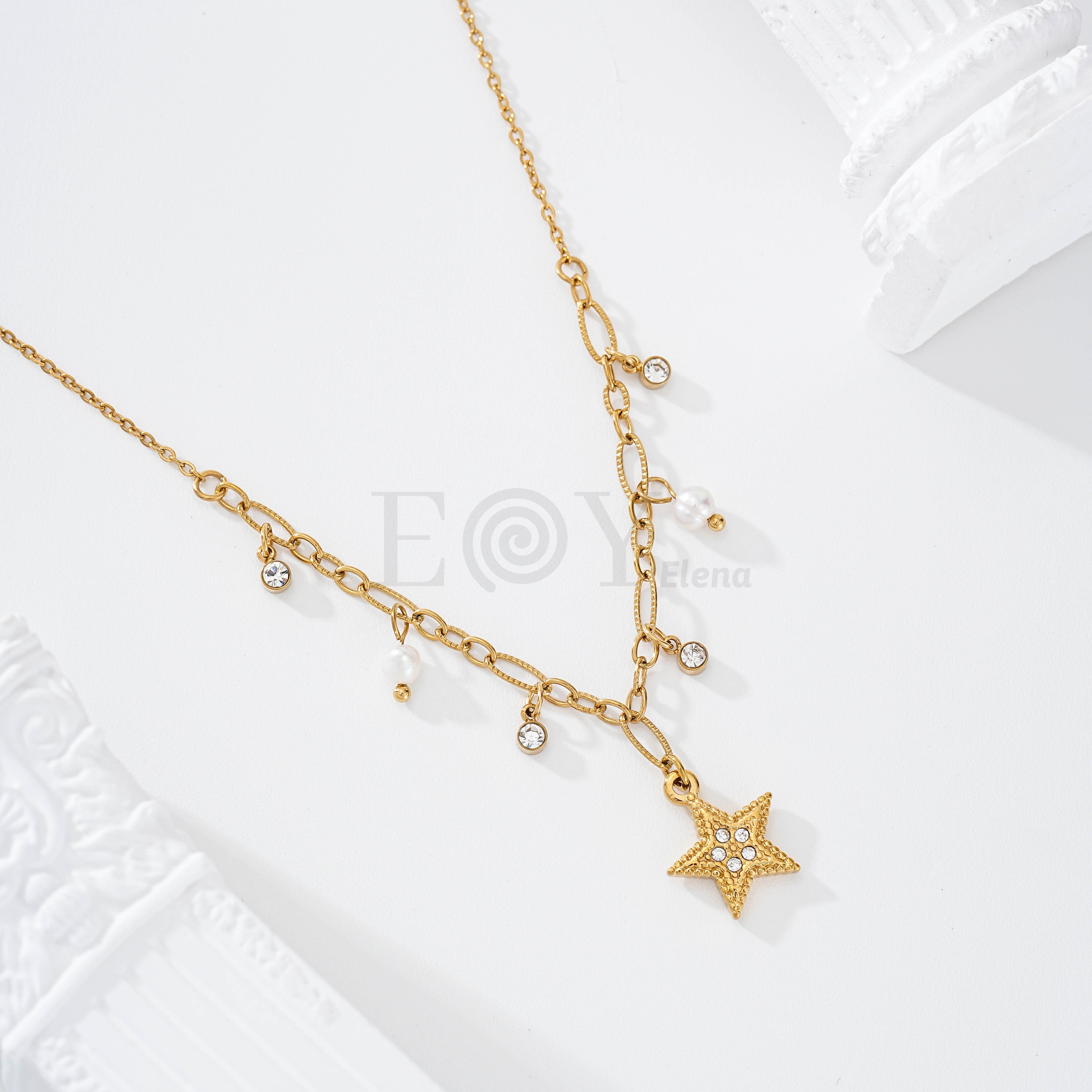 Collar estrella circonitas y perlas
