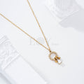 Collar aro circonitas con colgantes acero
