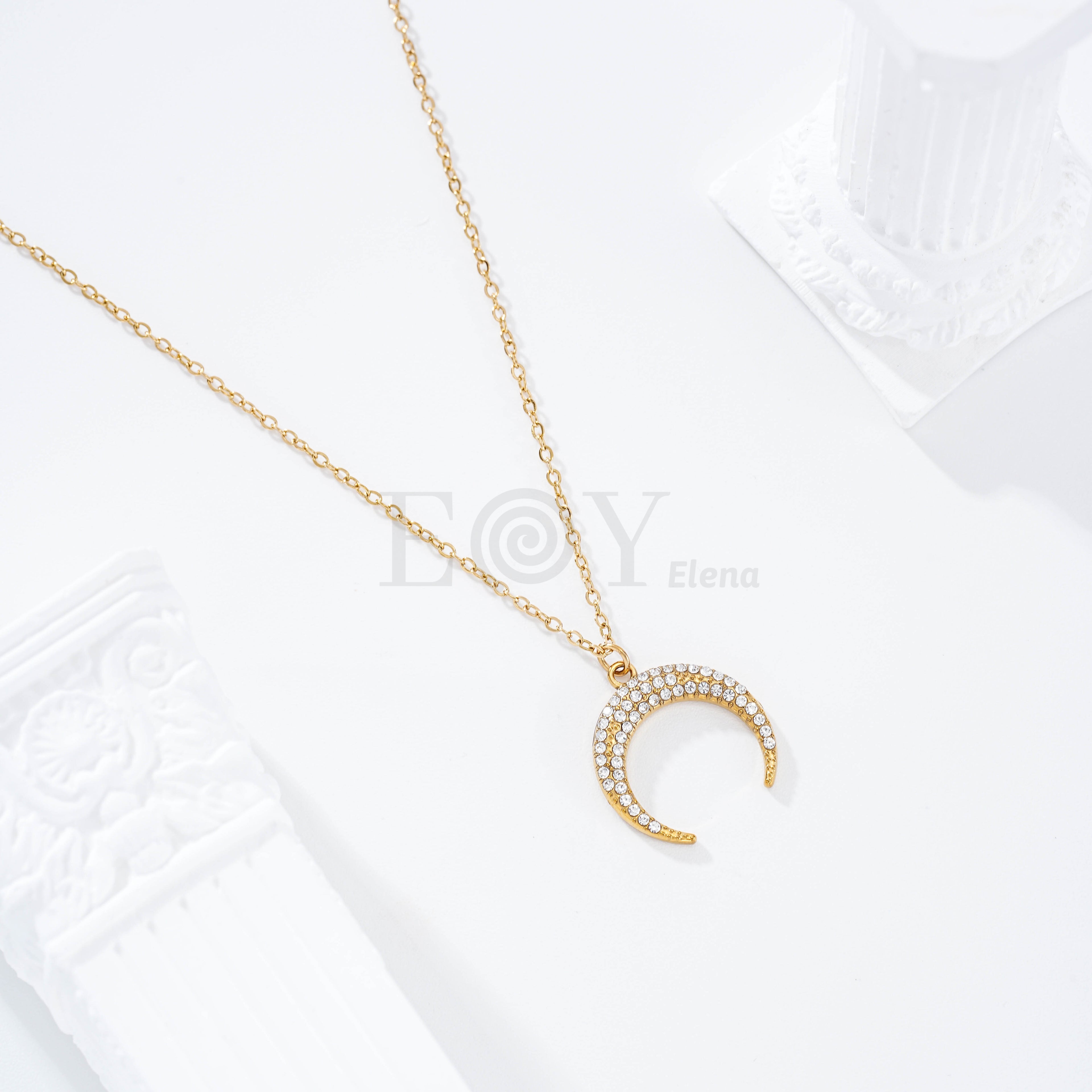 Collar media luna circonitas acero