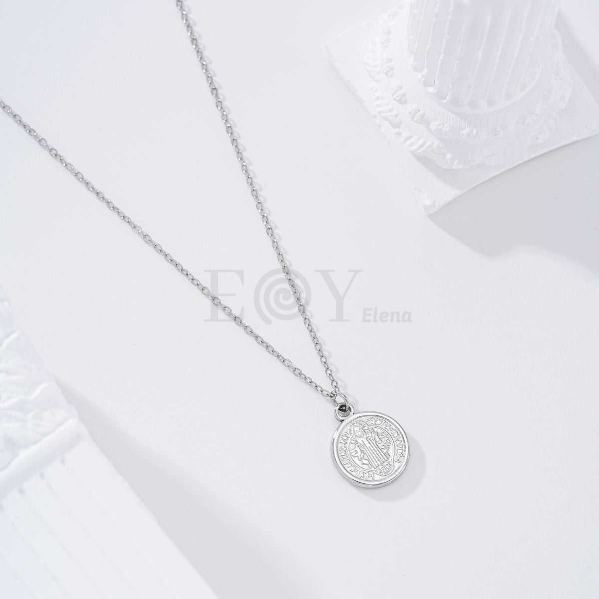 Collar medalla San Benito acero