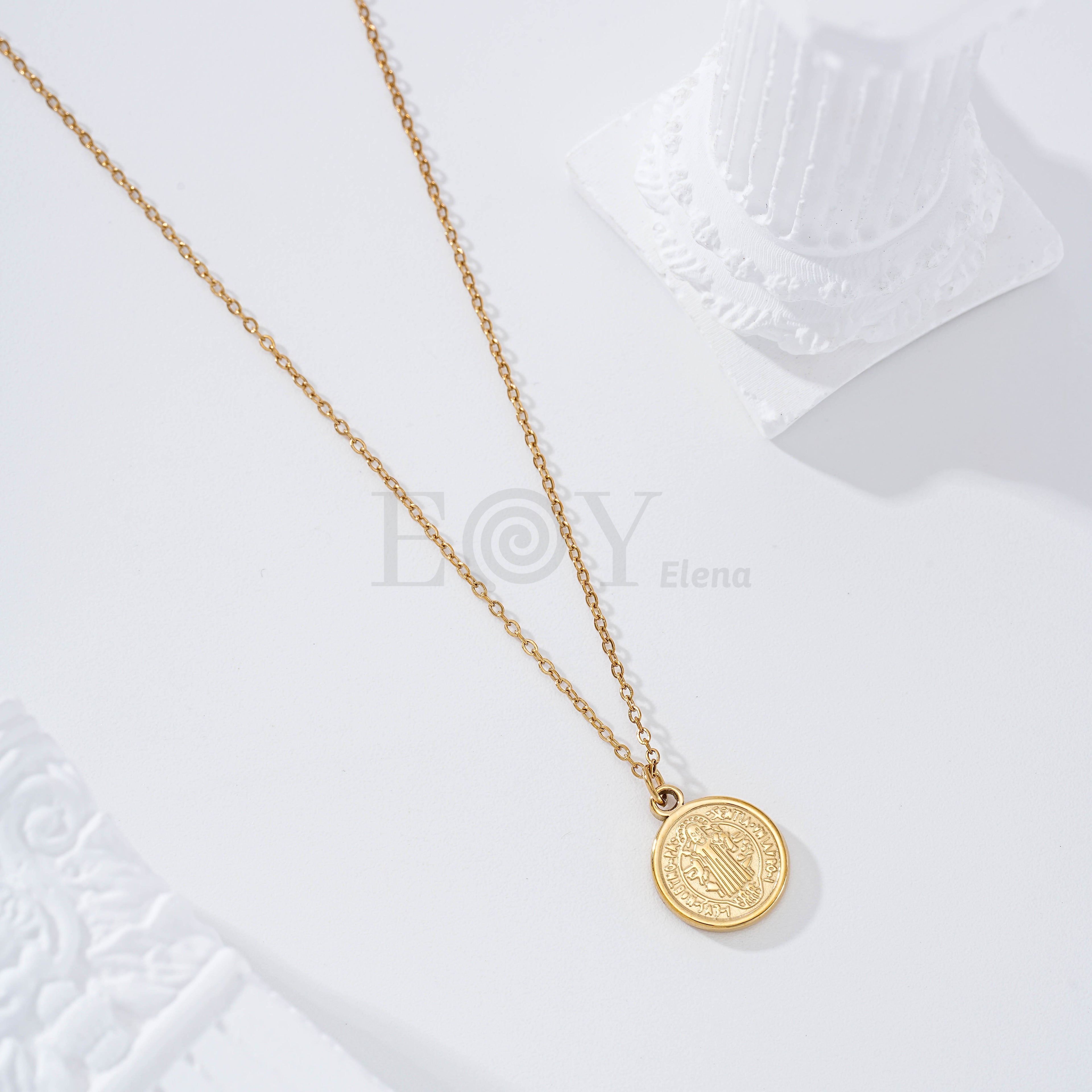 Collar medalla San Benito acero