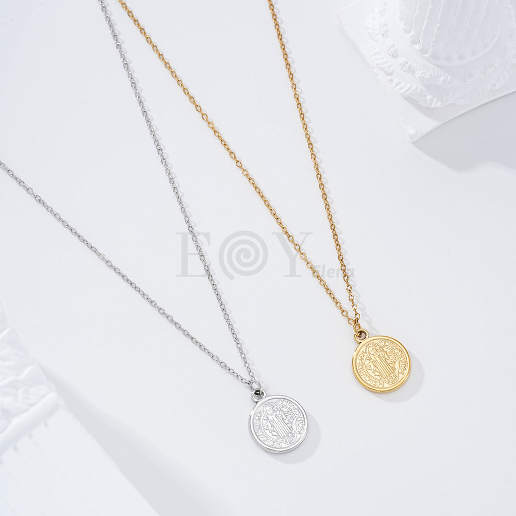 Collar medalla San Benito acero