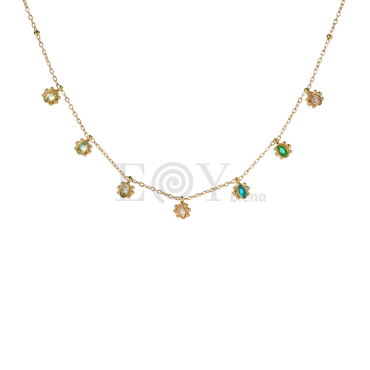 Collar chapa piedras colores acero
