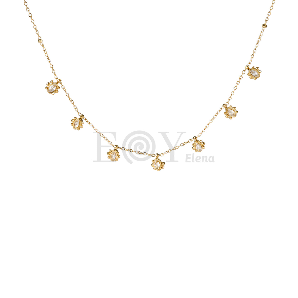 Collar chapa piedras colores acero