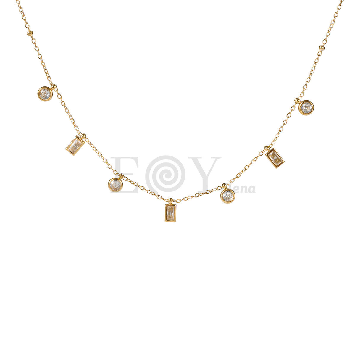 Collar circonita cuadrada acero