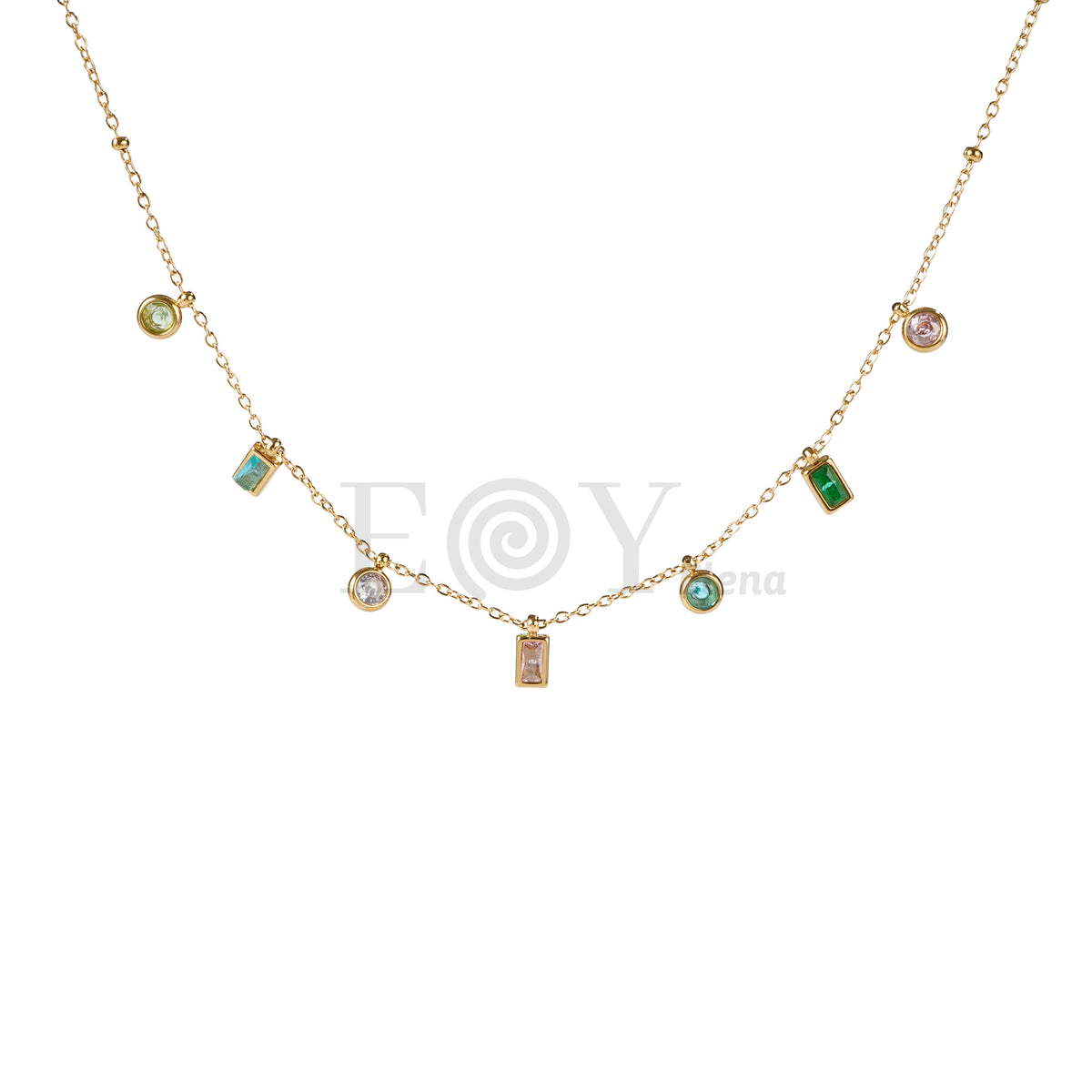 Collar circonita cuadrada acero