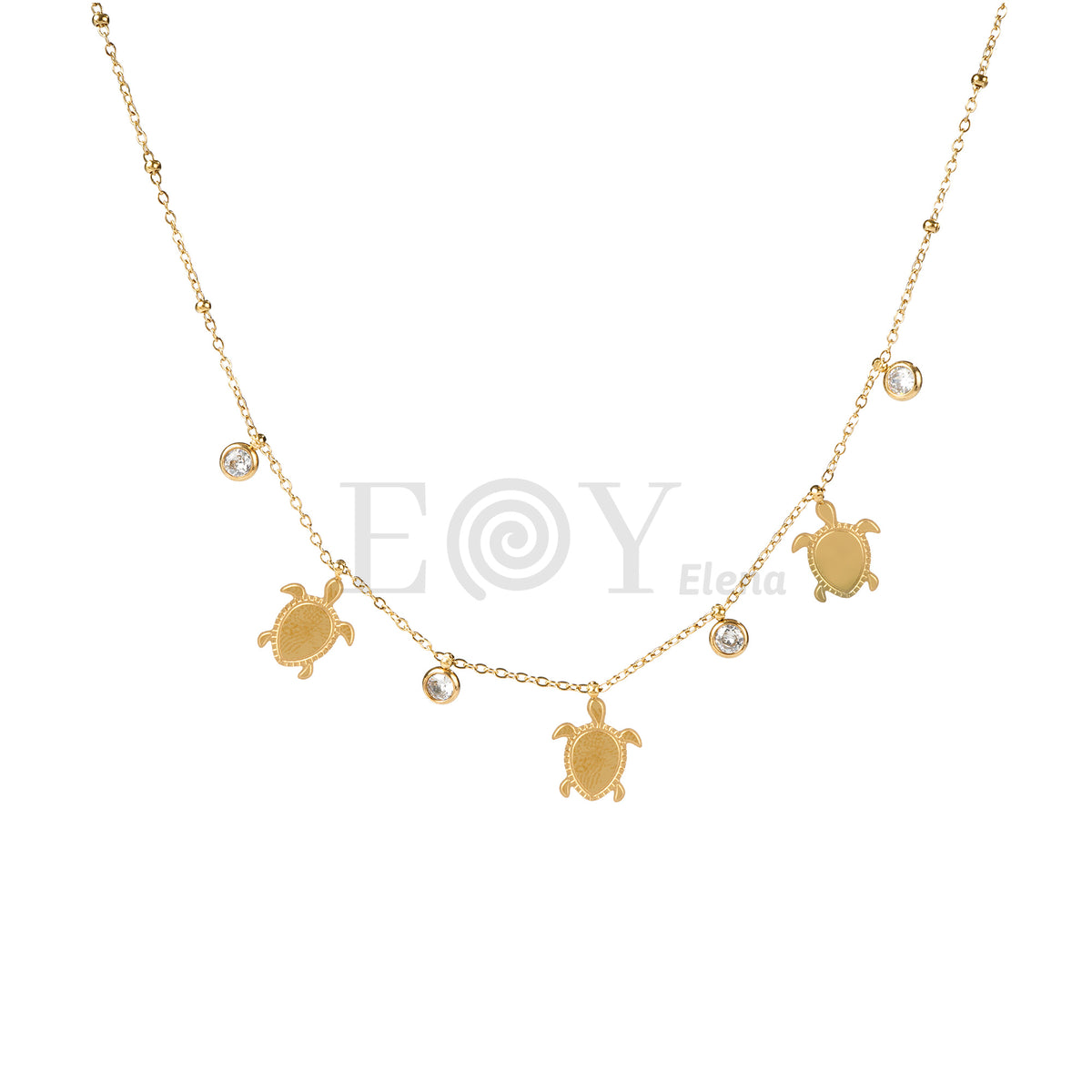 Collar tortuga y circonitas acero