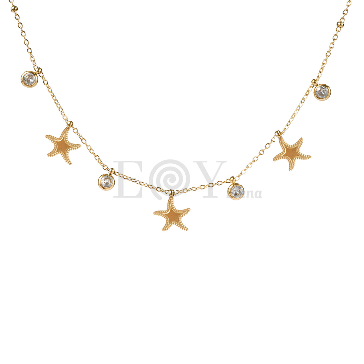 Collar estrella mar y circonitas acero