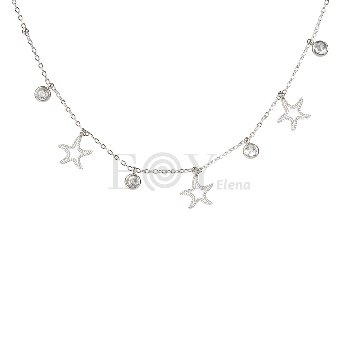 Collar estrella mar y circonitas acero