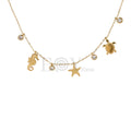 Collar chapas mar y circonitas acero