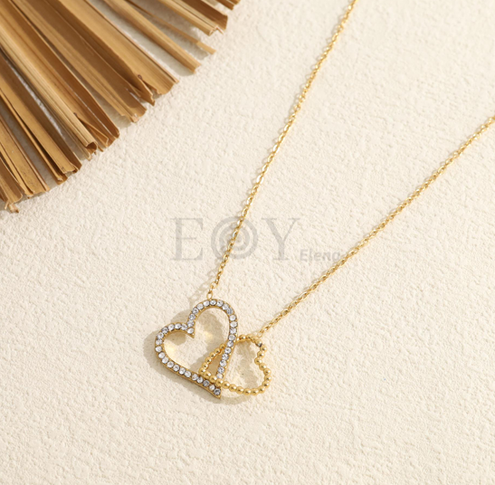 Collar doble corazón circonitas