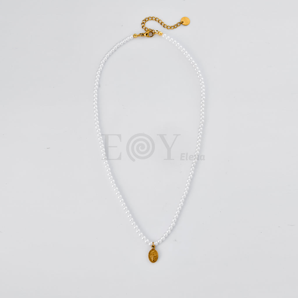 Collar la Milagrosa con cadena perlas