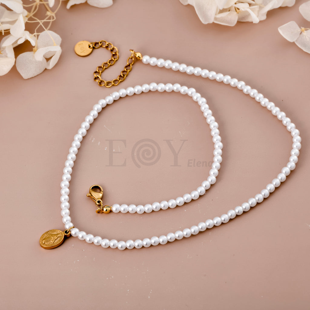 Collar la Milagrosa con cadena perlas