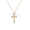Collar cruz con piedras colores acero