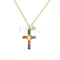 Collar cruz piedras acero