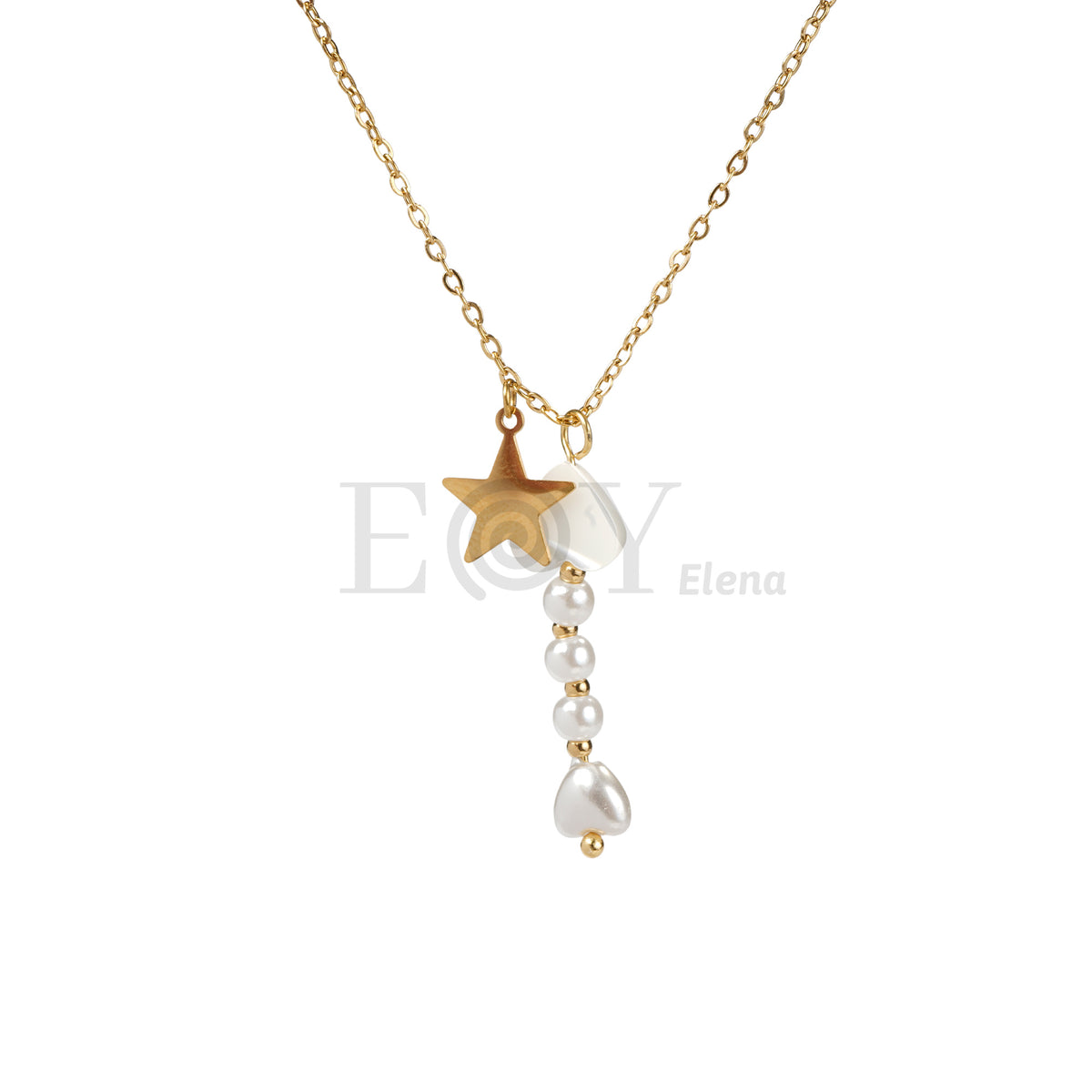 Collar estrella con perlas acero