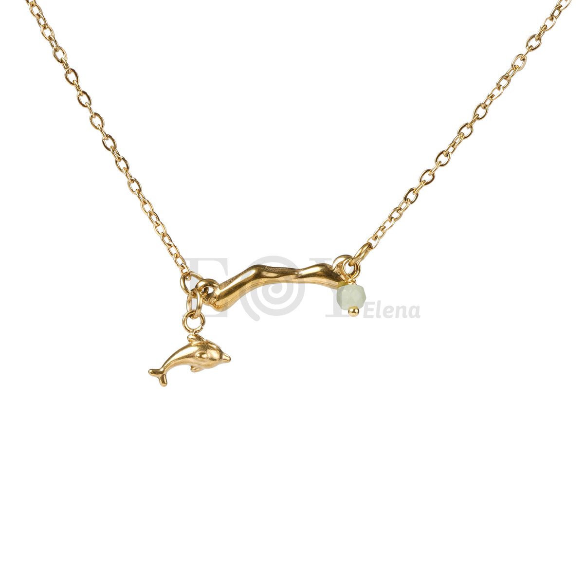 Collar delfín y piedra acero