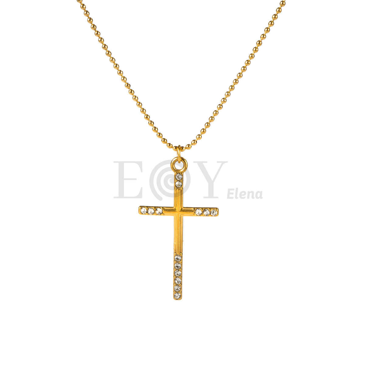 Collar cruz circonitas acero