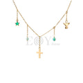 Collar cruz y charms acero