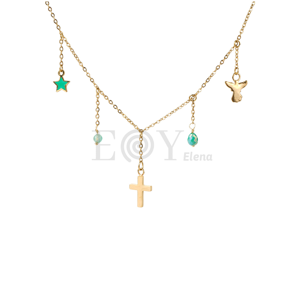 Collar cruz y charms acero