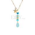 Collar piedra con ojo y estrella acero