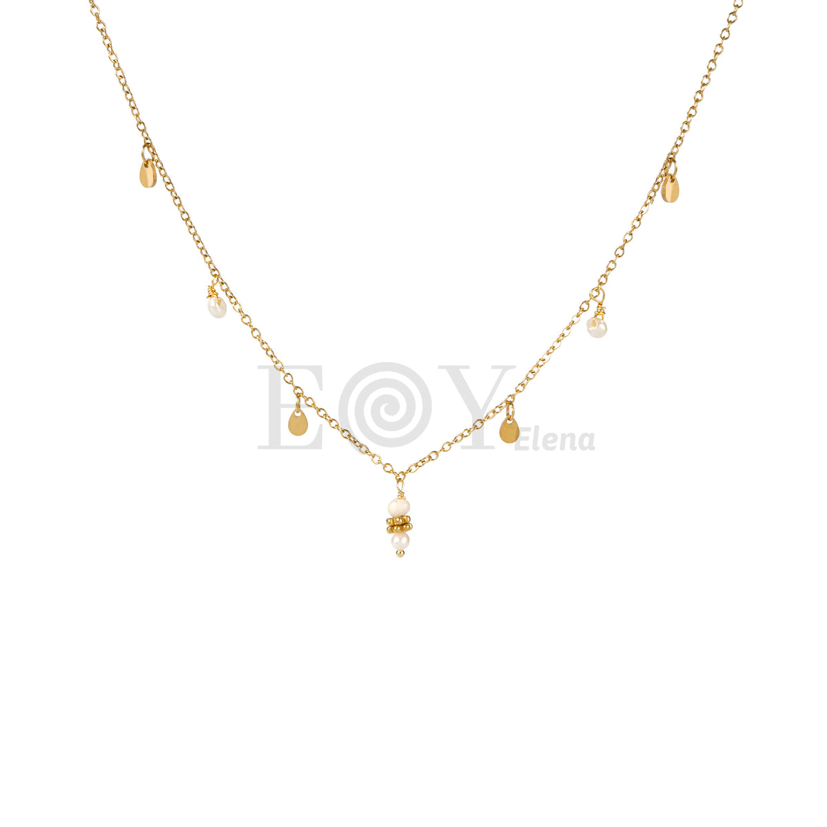 Collar con chapas y perlas acero